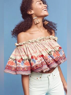 Anthropologie Bhanuni By Jyoti Villa Top Off-the-Shoulder Ruffle